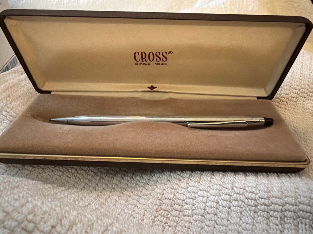 Cross Classic Century USA Chrome Ballpoint Pen w/ Box & Papers Working Vintage